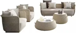 Outdoor Patio Furniture Sets, Wicker Conversation Set for Porch Deck, Weather Resistant Rattan Sofa Chair with Coffee Table(Color:Beige,Size:4 Pieces-B) (Beige 5 Pieces)