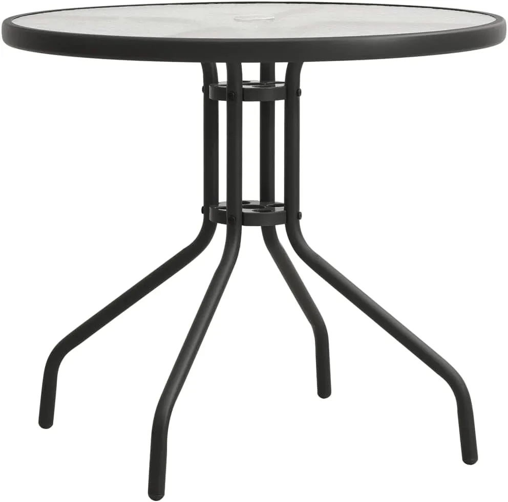 Outdoor Table Anthracite Powder-Coated Steel, Tempered Glass - Dining, Camping, Side, Folding, Table, Furniture
