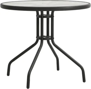 Outdoor Table Anthracite Powder-Coated Steel, Tempered Glass - Dining, Camping, Side, Folding, Table, Furniture