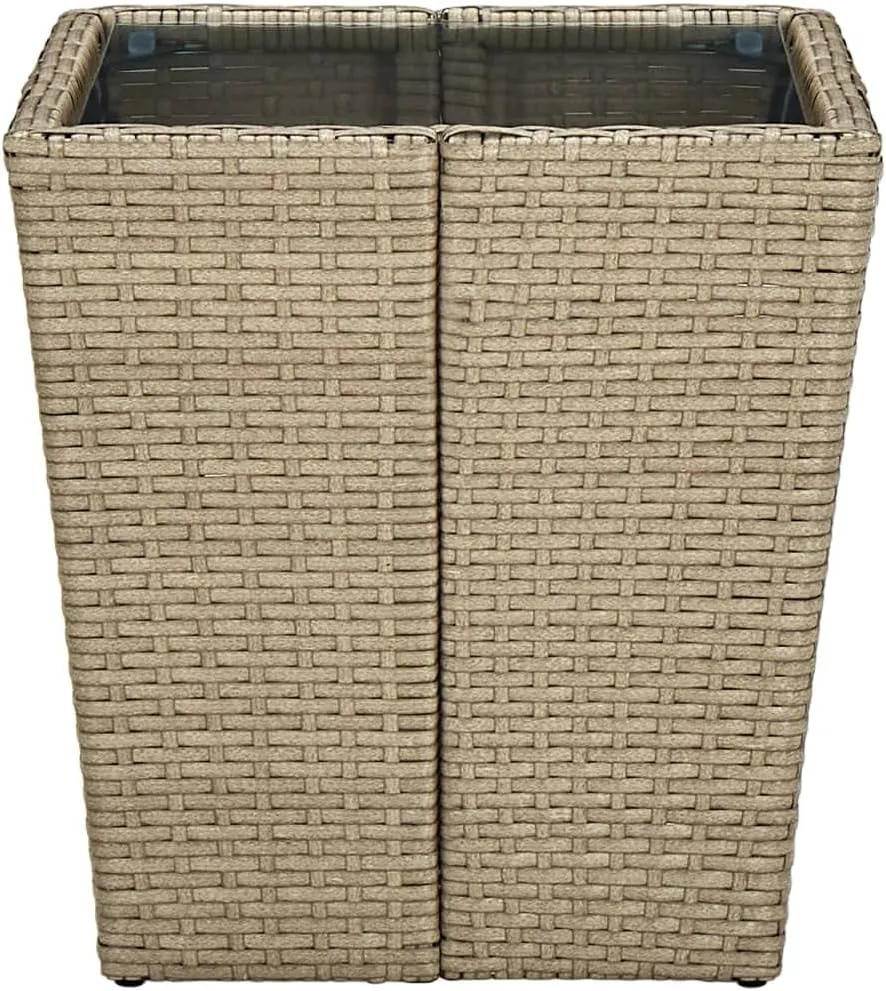 Outdoor Table for Coffee, Camping, Dining, Side Tables, Furniture, Table Beige and Transparent Patio