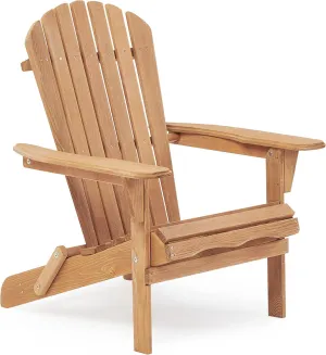Outdoor Wooden Folding Adirondack Chair with Pre-Assembled BackRest, Accent Furniture for Patio Backyard Garden Porch Deck Pool Firepit