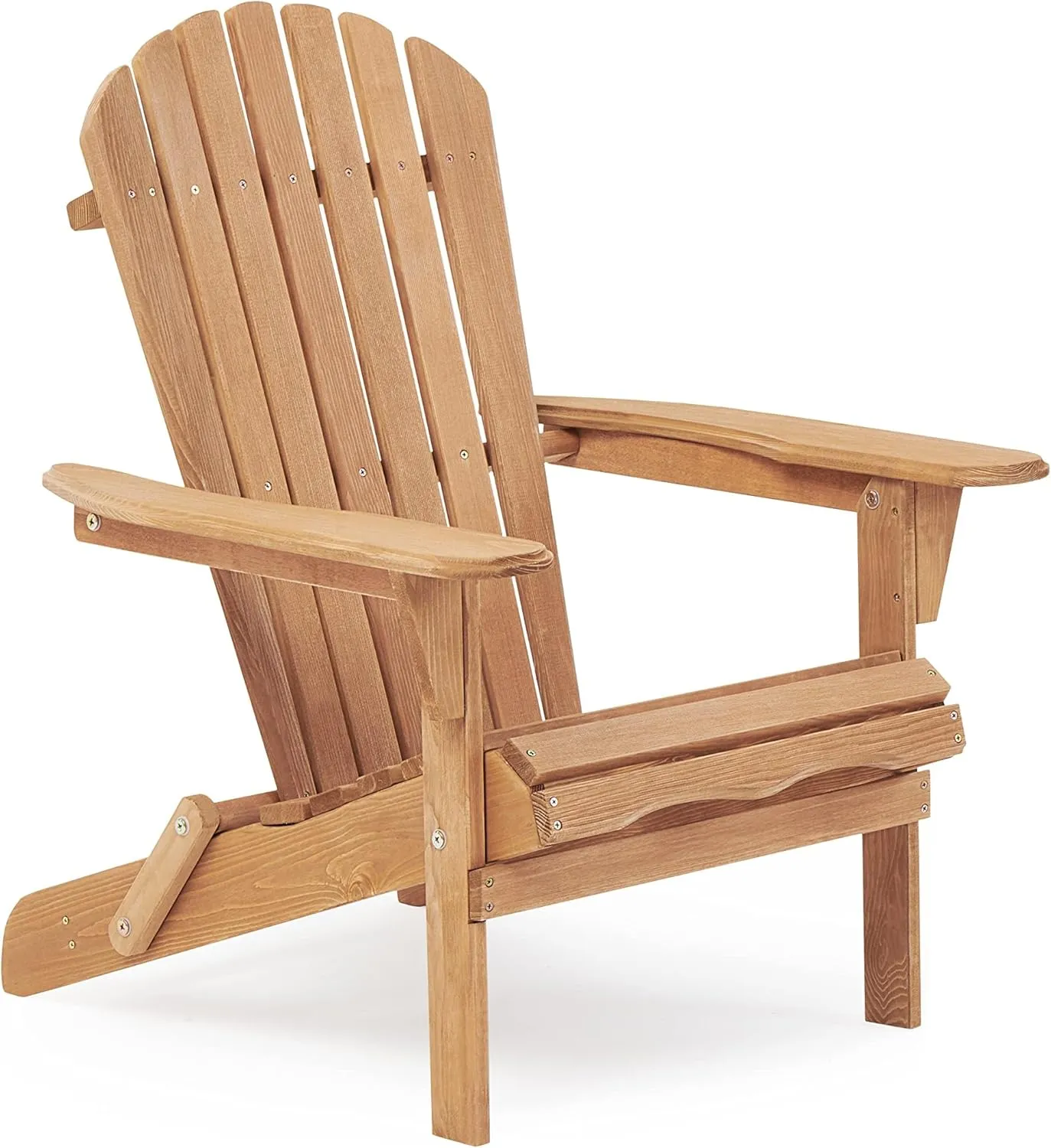 Outdoor Wooden Folding Adirondack Chair with Pre-Assembled BackRest, Accent Furniture for Patio Backyard Garden Porch Deck Pool Firepit