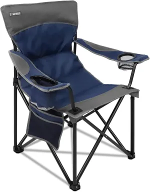 Oversized Portable Camping Chairs, Collapsible Outdoor Chairs with Pocket and Cup Holders, Carry Bag for Camping,Tailgates,Beach,and Sports