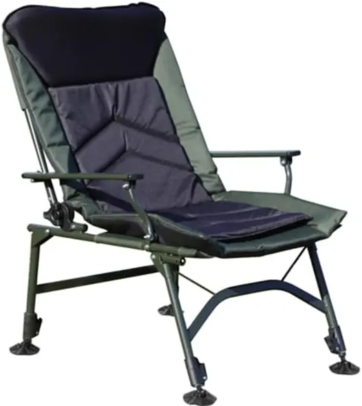 Oversized Rocker Camping Chair & Fishing Chair with Rod Holder, Portable Folding Recliner, 330LBS Capacity for Fishing, Beach, Hiking & Outdoor Adventures