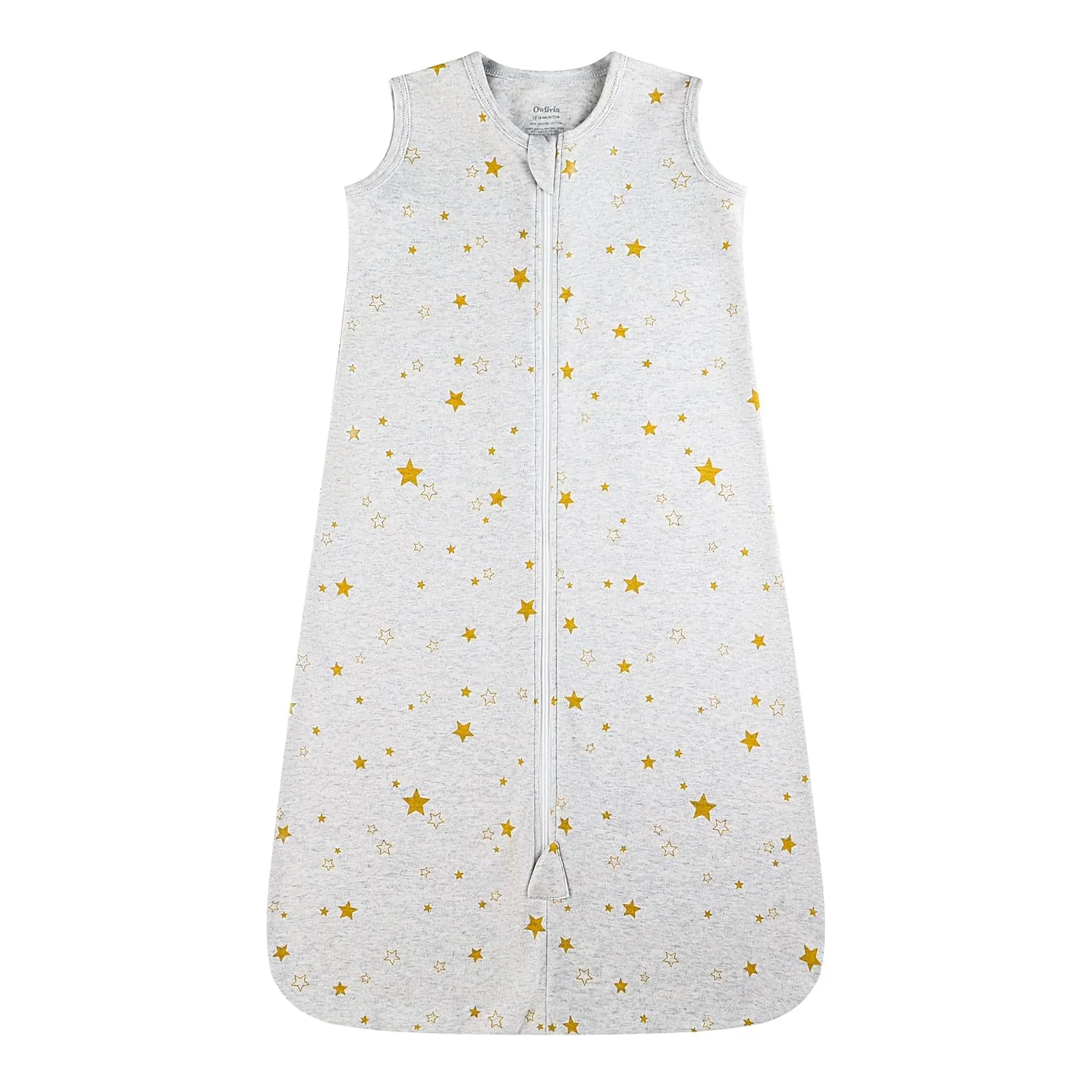 Owlivia Baby Organic Cotton 0.5tog Wearable Blanket - Light Sleeping Bag with 2-Way Zipper, Boys Girls Swaddle Transition Sleep Sack(0.5tog Golden Star, 12-18 Months)