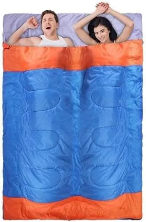 [Pack of 2] 2 People Sleeping Bag for Adult Kids Lightweight Water Resistant Camping Cotton Liner Cold Warm Weather Indoor Outdoor Use 3 Season with Sack for Spri