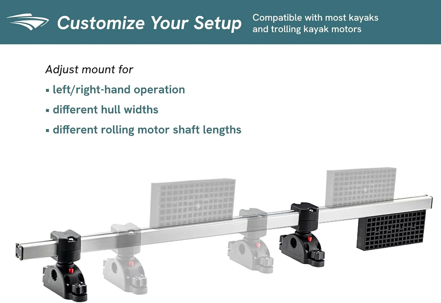 Pactrade Marine Trolling Motor Mount for Kayak & Canoe - Adjustable Transom Kayak Motor Mount Kit Bracket (Modular Direct/Track Mount) | Plus Multi-Use Support for Fishing Accessories