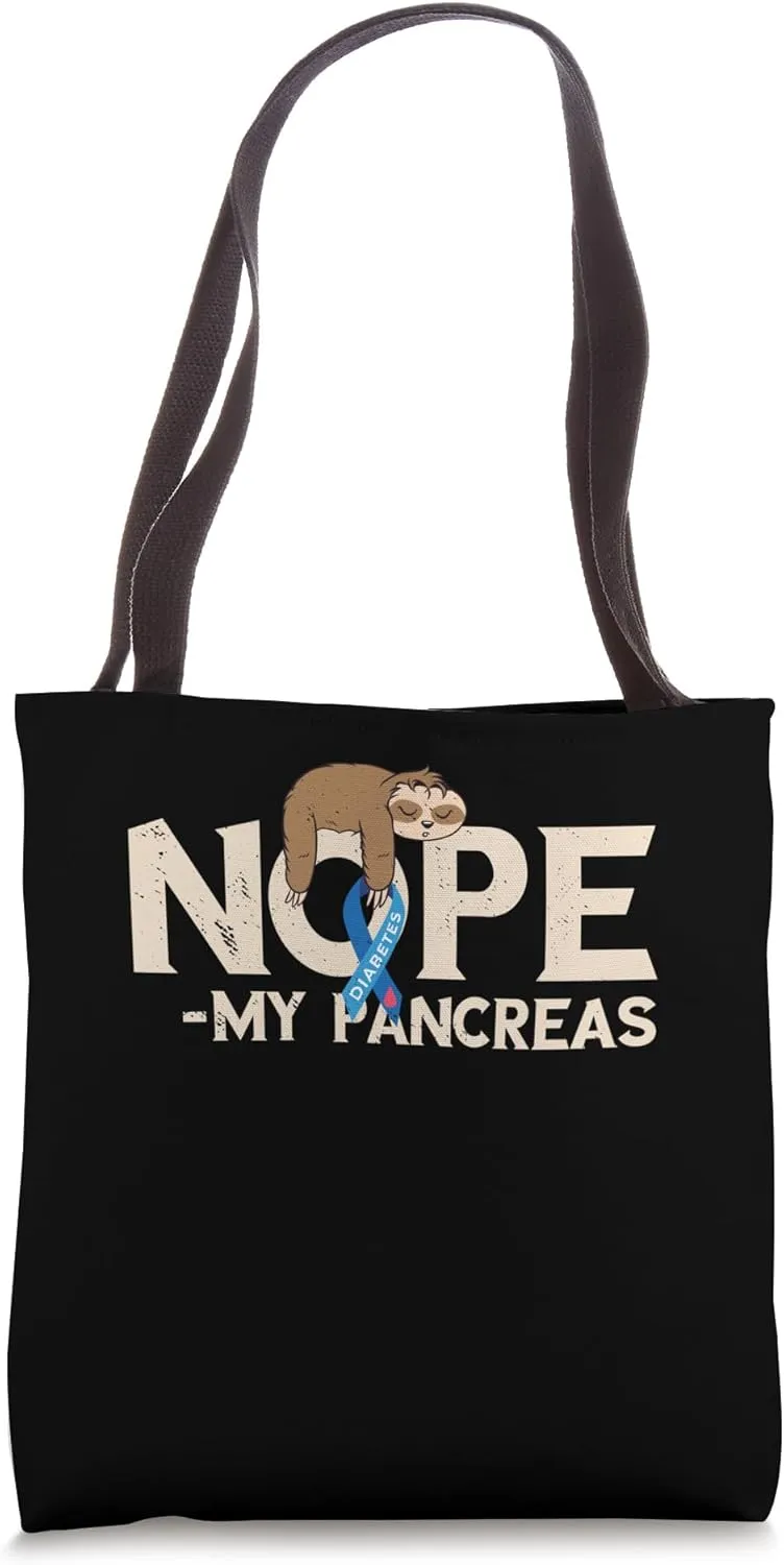 Pancreas Sleeping Sloth Diabetes Awareness Nope My Pancreas Tote Bag