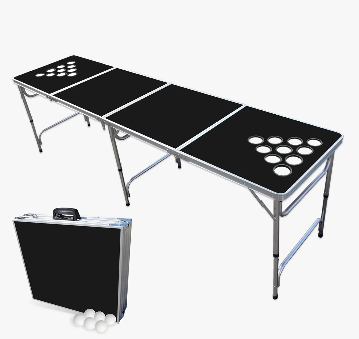 PartyPong 8-Foot Folding Pong Table w/Cup Holes & Pong Balls