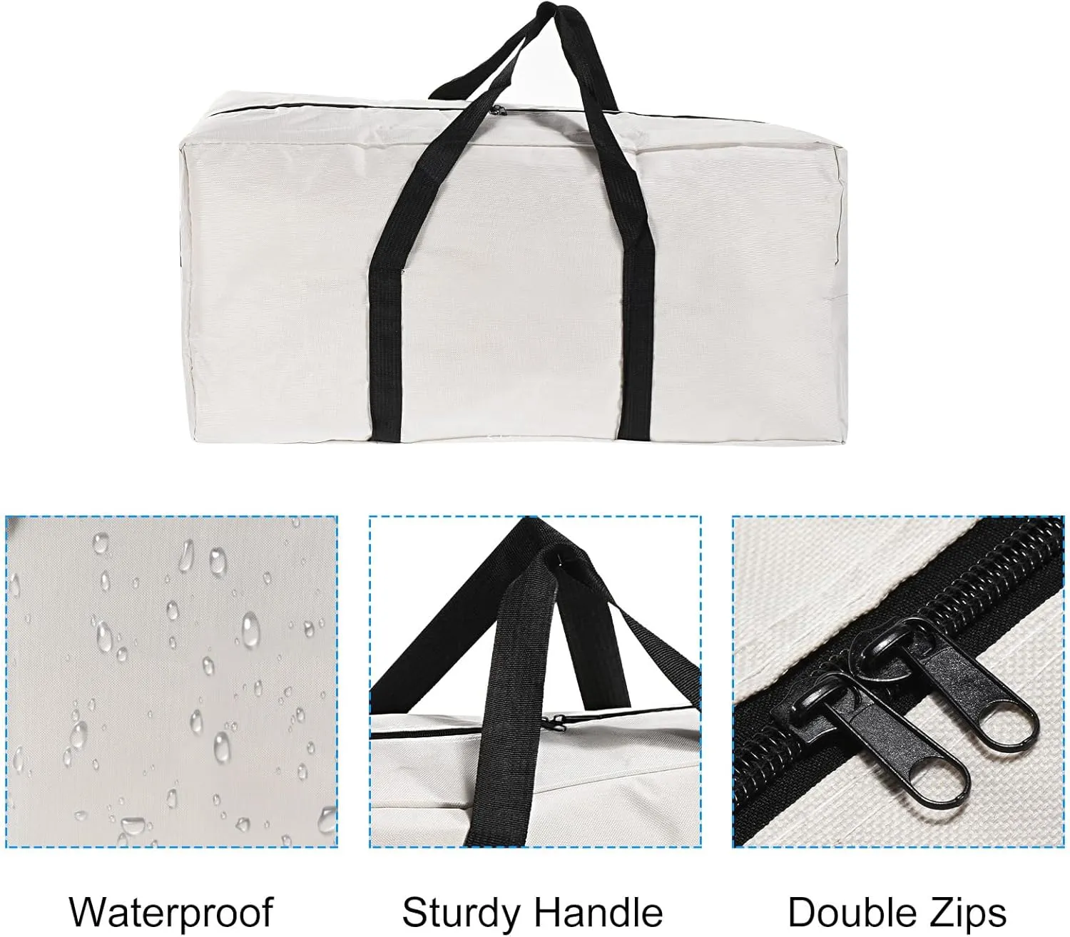 PATIKIL 26" Camp Chair Replacement Bag, Oversize Storage Duffle Bag Waterproof Moving Bag with Zipper Foldable Canvas Tote Bag for Travel Camping, White (26x18.5x7.8")