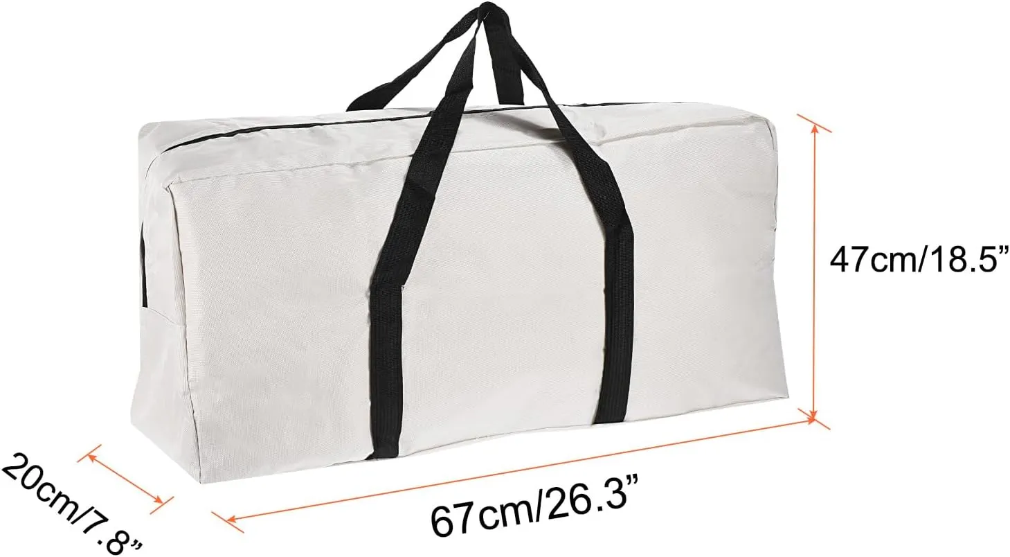 PATIKIL 26" Camp Chair Replacement Bag, Oversize Storage Duffle Bag Waterproof Moving Bag with Zipper Foldable Canvas Tote Bag for Travel Camping, White (26x18.5x7.8")