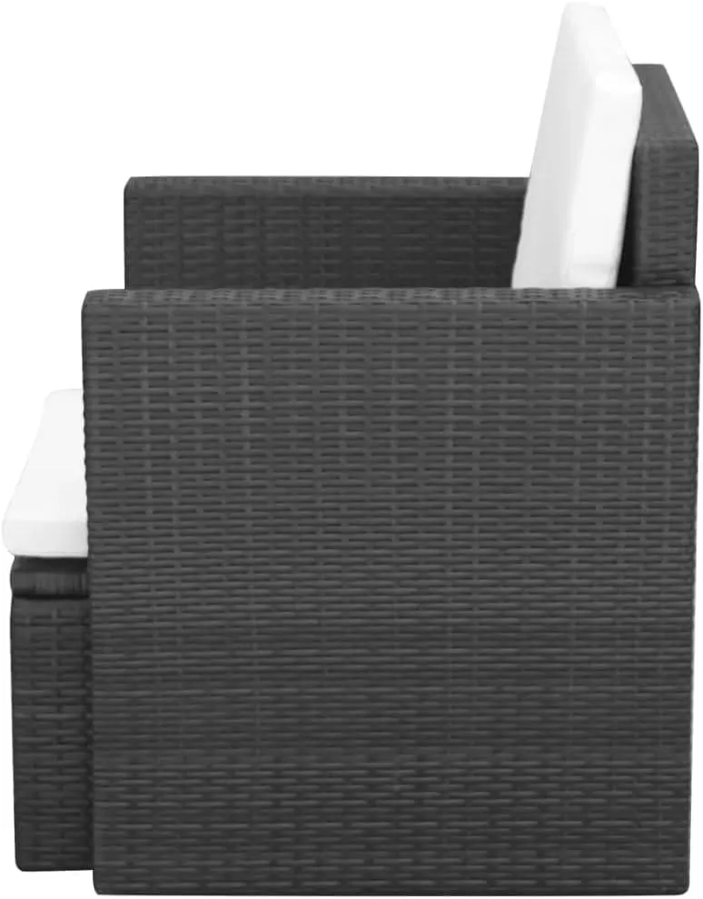Patio Chair with Cushions PE Rattan Outdoor Furniture Black 25.6"x25.6"x28.7" Steel Frame Modern Lounge Chair for Garden Balcony Poolside