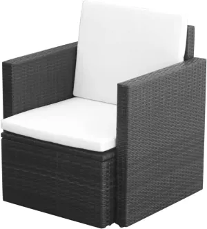 Patio Chair with Cushions PE Rattan Outdoor Furniture Black 25.6"x25.6"x28.7" Steel Frame Modern Lounge Chair for Garden Balcony Poolside