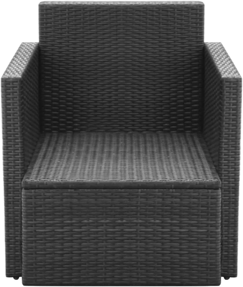 Patio Chair with Cushions PE Rattan Outdoor Furniture Black 25.6"x25.6"x28.7" Steel Frame Modern Lounge Chair for Garden Balcony Poolside