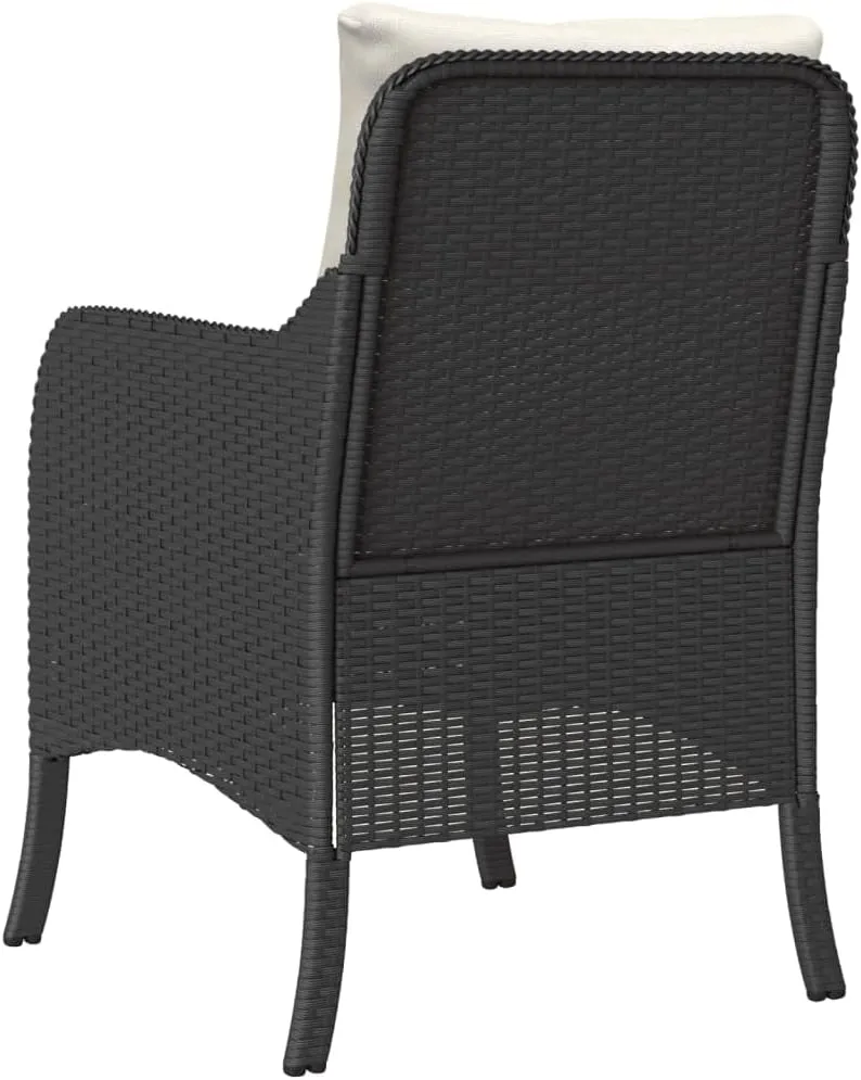Patio Chairs with Cushions 2-Piece Set Black PE Rattan Outdoor Furniture Lounge Chairs for Backyard, Poolside, and Camping