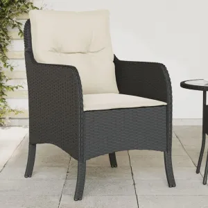 Patio Chairs with Cushions 2-Piece Set Black PE Rattan Outdoor Furniture Lounge Chairs for Backyard, Poolside, and Camping