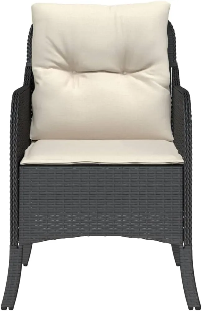 Patio Chairs with Cushions 2-Piece Set Black PE Rattan Outdoor Furniture Lounge Chairs for Backyard, Poolside, and Camping