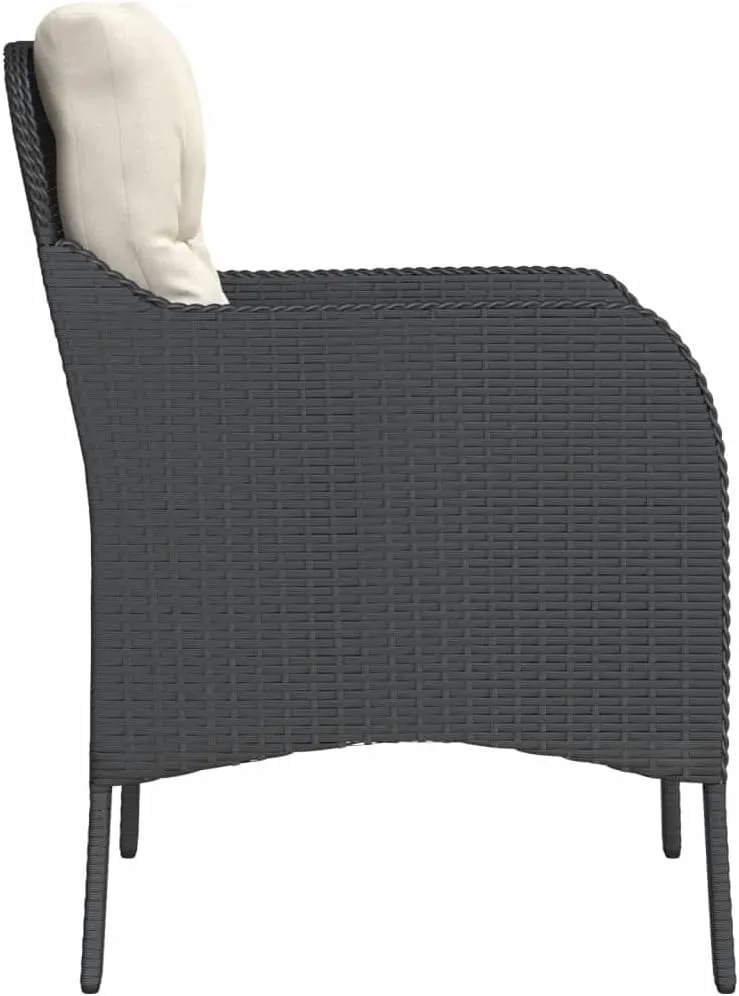 Patio Chairs with Cushions 2-Piece Set Black PE Rattan Outdoor Furniture Lounge Chairs for Backyard, Poolside, and Camping