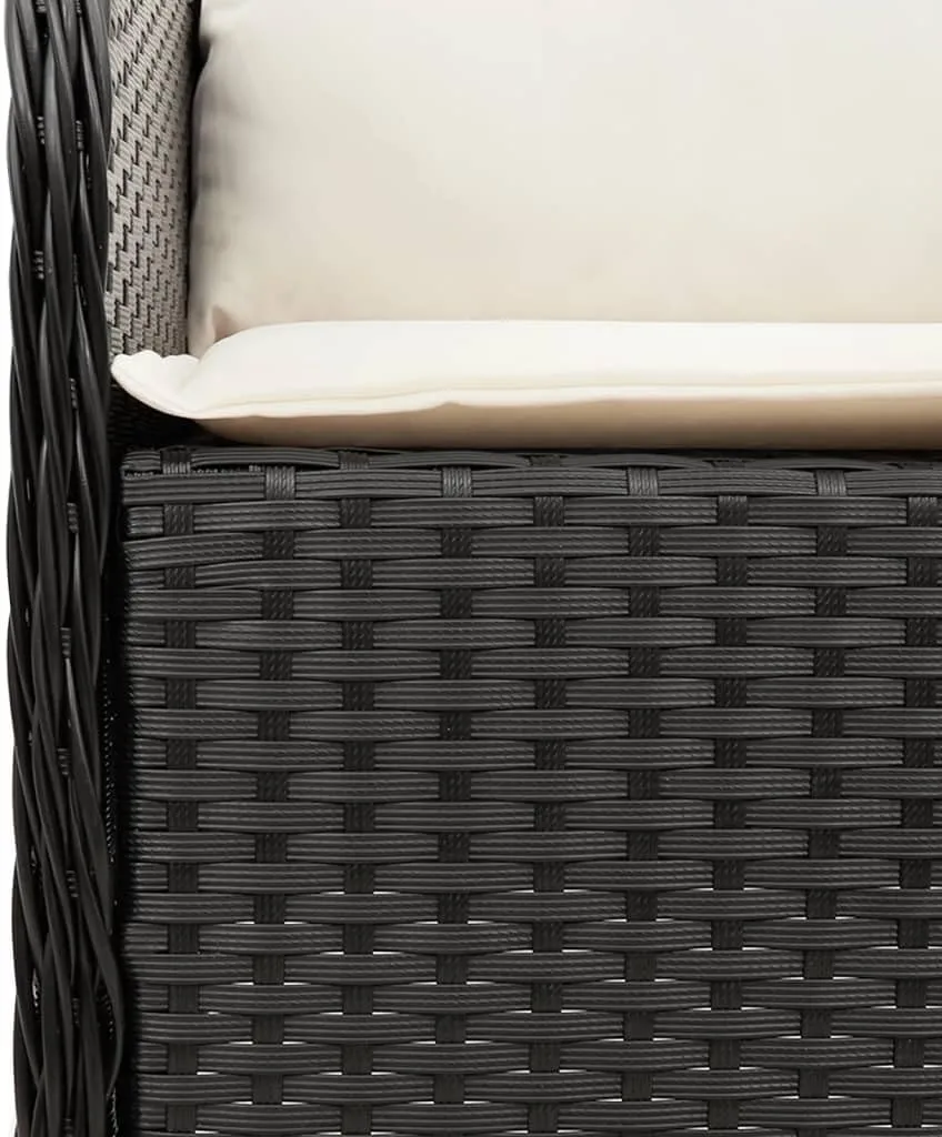 Patio Chairs with Cushions 2-Piece Set Black PE Rattan Outdoor Furniture Lounge Chairs for Backyard, Poolside, and Camping