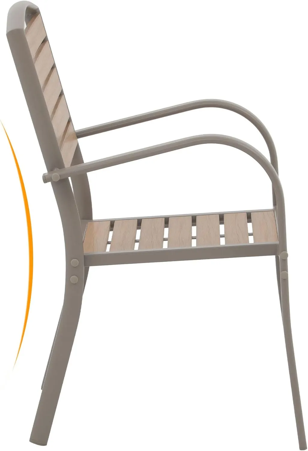 Patio Dining Chairs Set of 4,Outdoor Stackable Dining Chairs with Backrest & Armrest,Aluminum Frame Patio Furniture Chairs for Garden,Backyard,Lawn & Deck,Teak