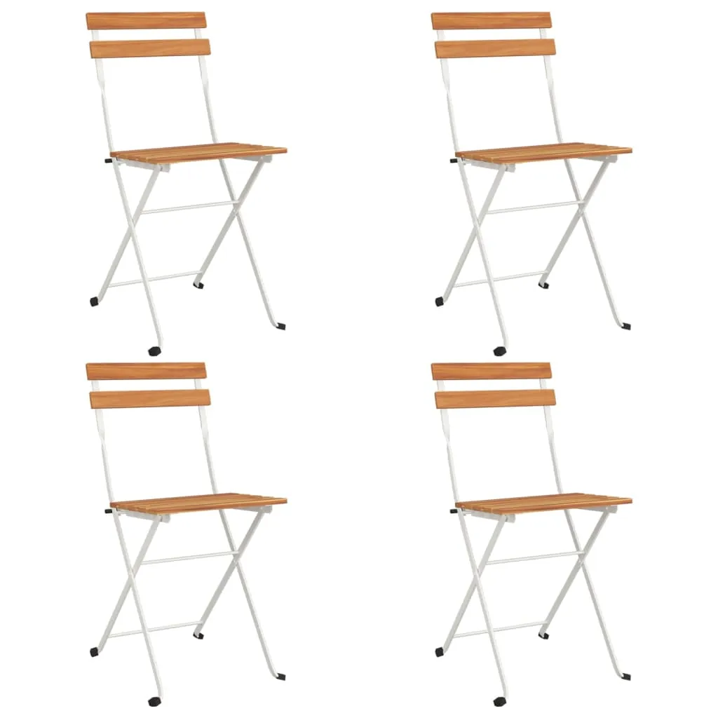 Patio Folding Chairs Bistro Foldable Chair Steel and Solid Wood Acacia