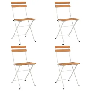 Patio Folding Chairs Bistro Foldable Chair Steel and Solid Wood Acacia