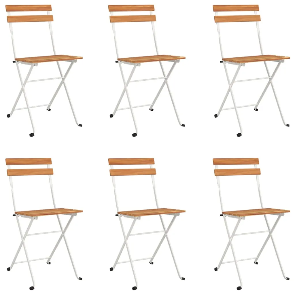 Patio Folding Chairs Bistro Foldable Chair Steel and Solid Wood Acacia