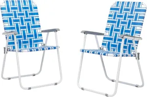 Patio Lawn Webbed Folding Chairs Set of 2, Folding Beach Chair Portable Camping Chair Patio Lawn Chairs Webbed Beach Chair Folding Chair for Lawn Yard Garden Dining Beach Camping Travel