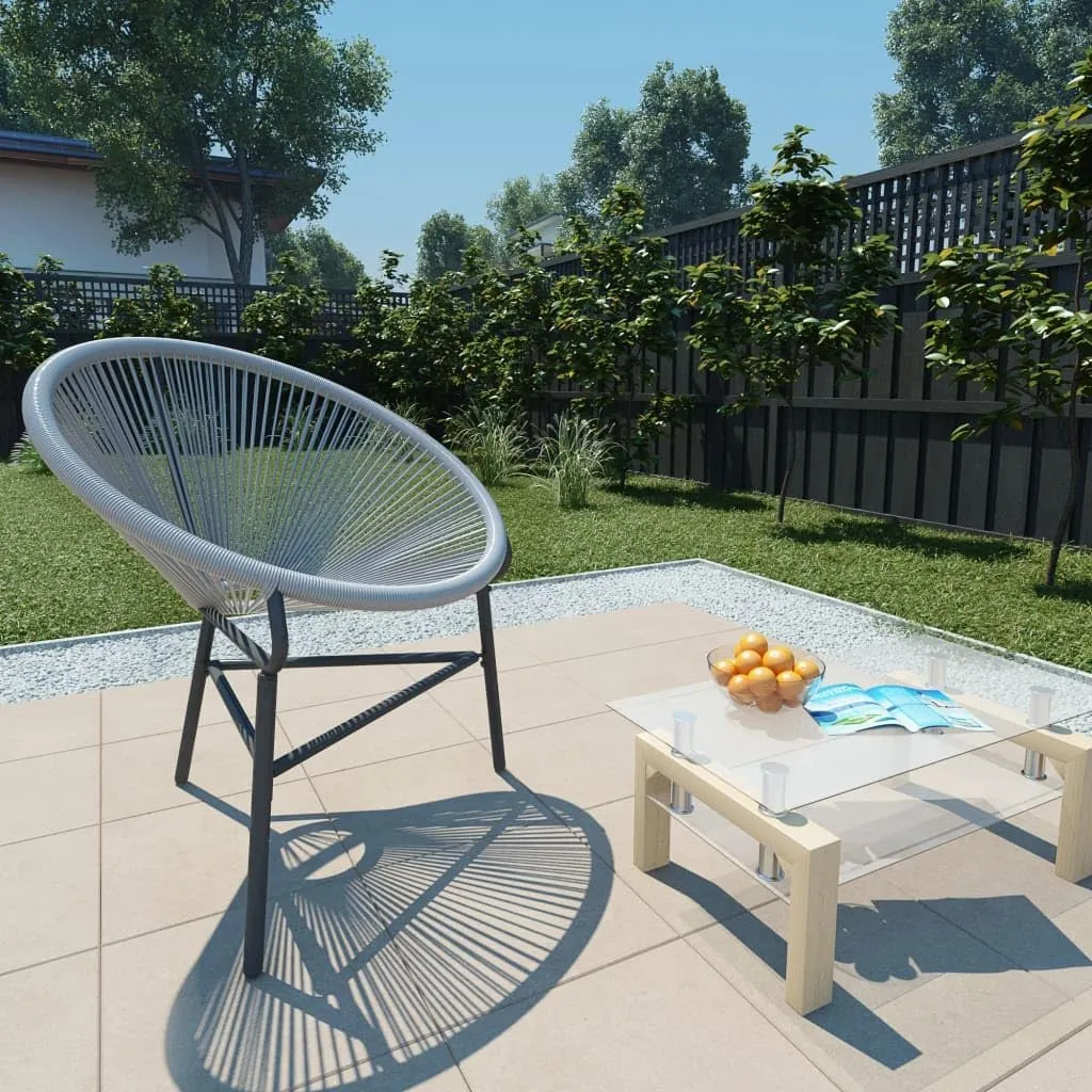 Patio Moon Chair Gray Poly Rattan Lounge Chair for Outdoor, Indoor, Beach, Pool, and Garden, Water Resistant and Easy to Clean, Powder-Coated Steel Frame, Max Load 242.5 lb