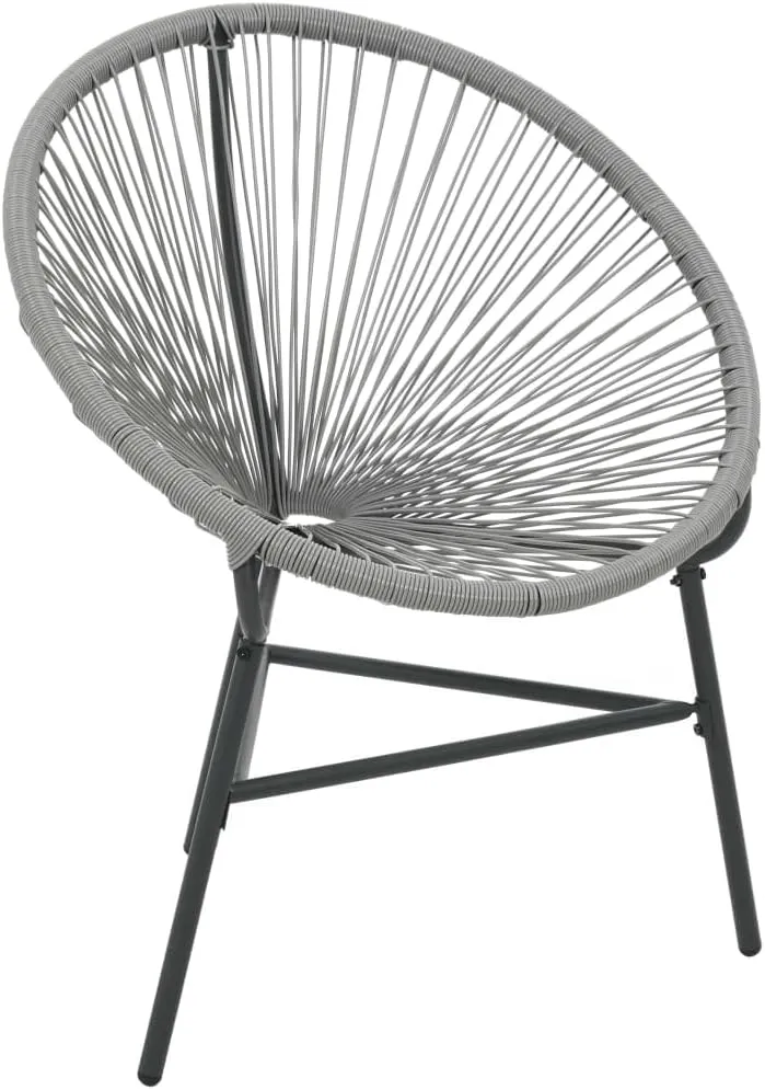 Patio Moon Chair Gray Poly Rattan Lounge Chair for Outdoor, Indoor, Beach, Pool, and Garden, Water Resistant and Easy to Clean, Powder-Coated Steel Frame, Max Load 242.5 lb