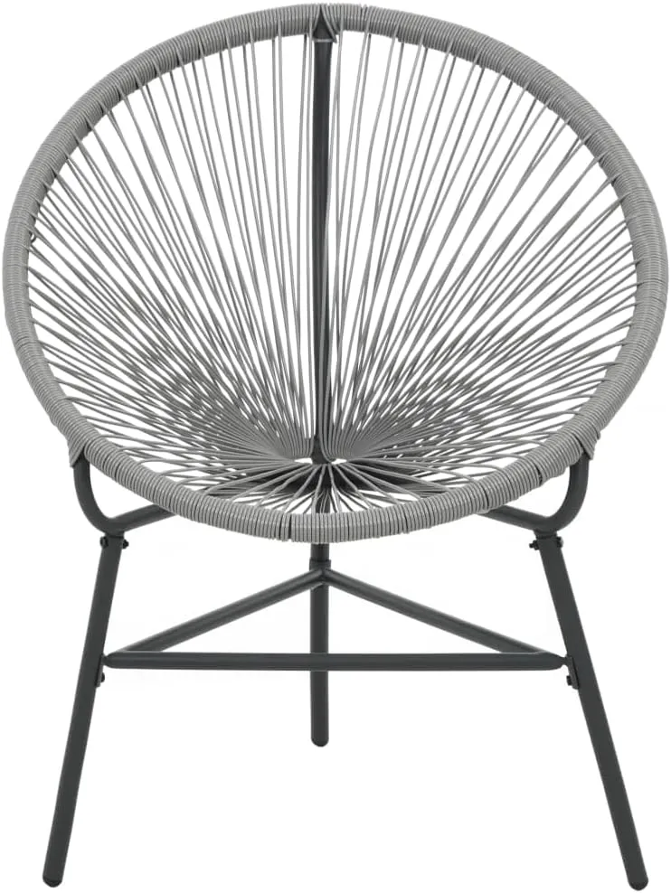Patio Moon Chair Gray Poly Rattan Lounge Chair for Outdoor, Indoor, Beach, Pool, and Garden, Water Resistant and Easy to Clean, Powder-Coated Steel Frame, Max Load 242.5 lb