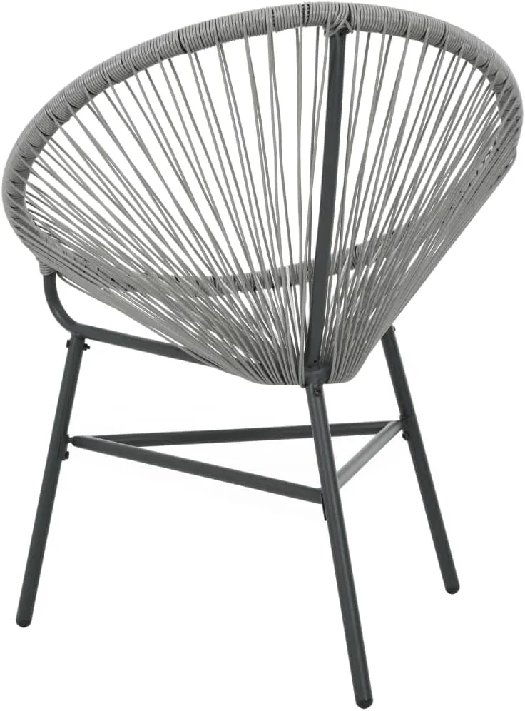 Patio Moon Chair Gray Poly Rattan Lounge Chair for Outdoor, Indoor, Beach, Pool, and Garden, Water Resistant and Easy to Clean, Powder-Coated Steel Frame, Max Load 242.5 lb
