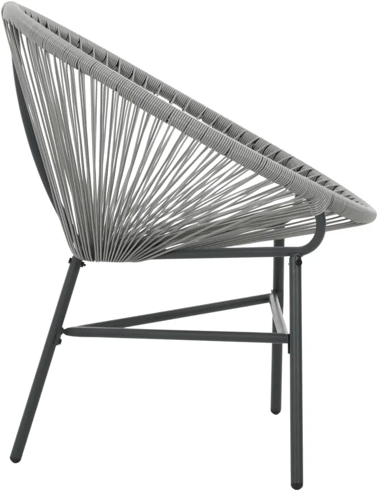 Patio Moon Chair Gray Poly Rattan Lounge Chair for Outdoor, Indoor, Beach, Pool, and Garden, Water Resistant and Easy to Clean, Powder-Coated Steel Frame, Max Load 242.5 lb
