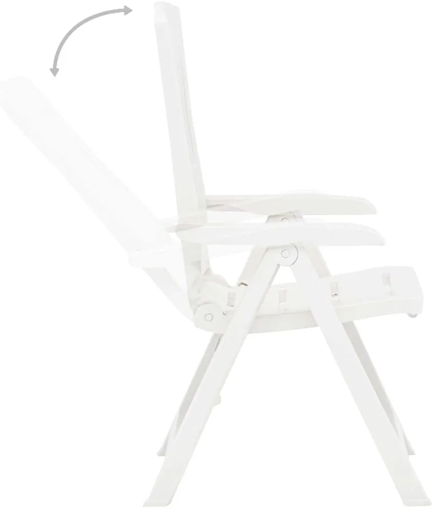 Patio Reclining Chairs 2 Pcs Plastic White Foldable Outdoor Lounge Chairs for Patio Pool Beach Sunbathing