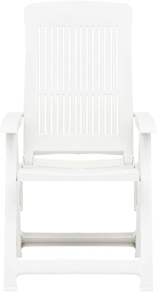 Patio Reclining Chairs 2 Pcs Plastic White Foldable Outdoor Lounge Chairs for Patio Pool Beach Sunbathing