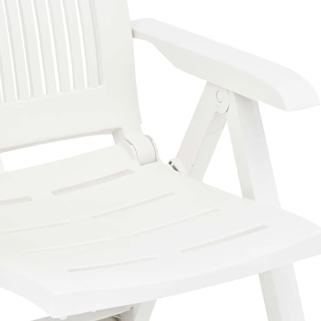 Patio Reclining Chairs 2 Pcs Plastic White Foldable Outdoor Lounge Chairs for Patio Pool Beach Sunbathing