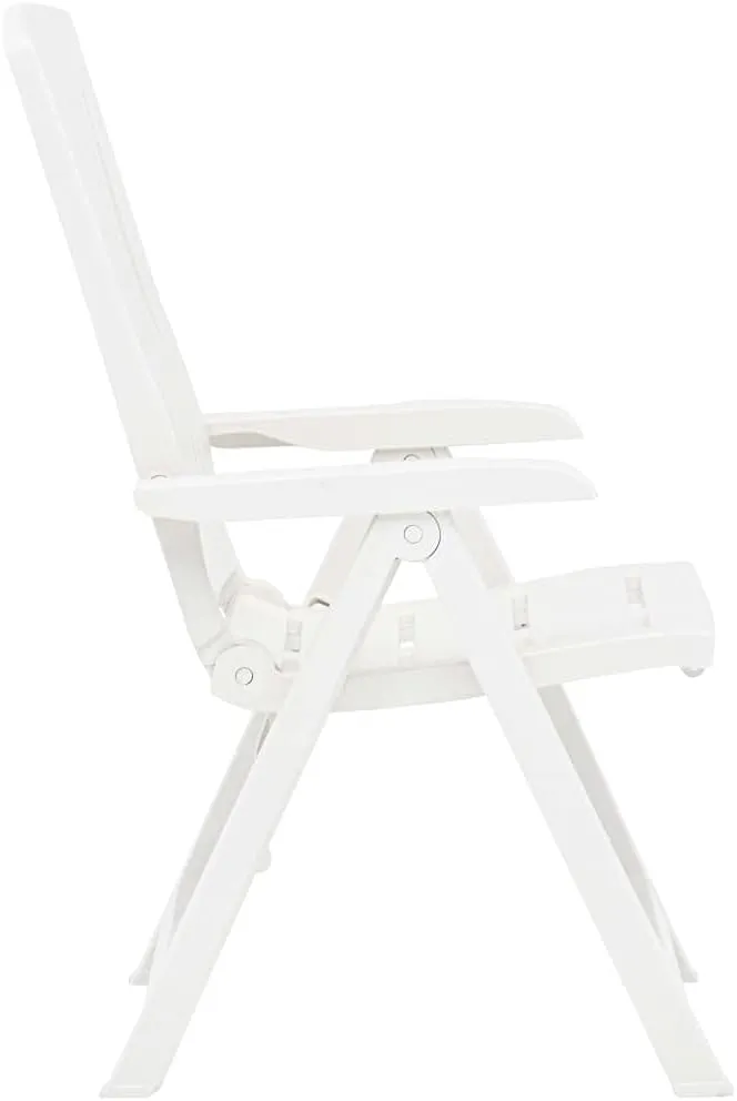 Patio Reclining Chairs 2 Pcs Plastic White Foldable Outdoor Lounge Chairs for Patio Pool Beach Sunbathing
