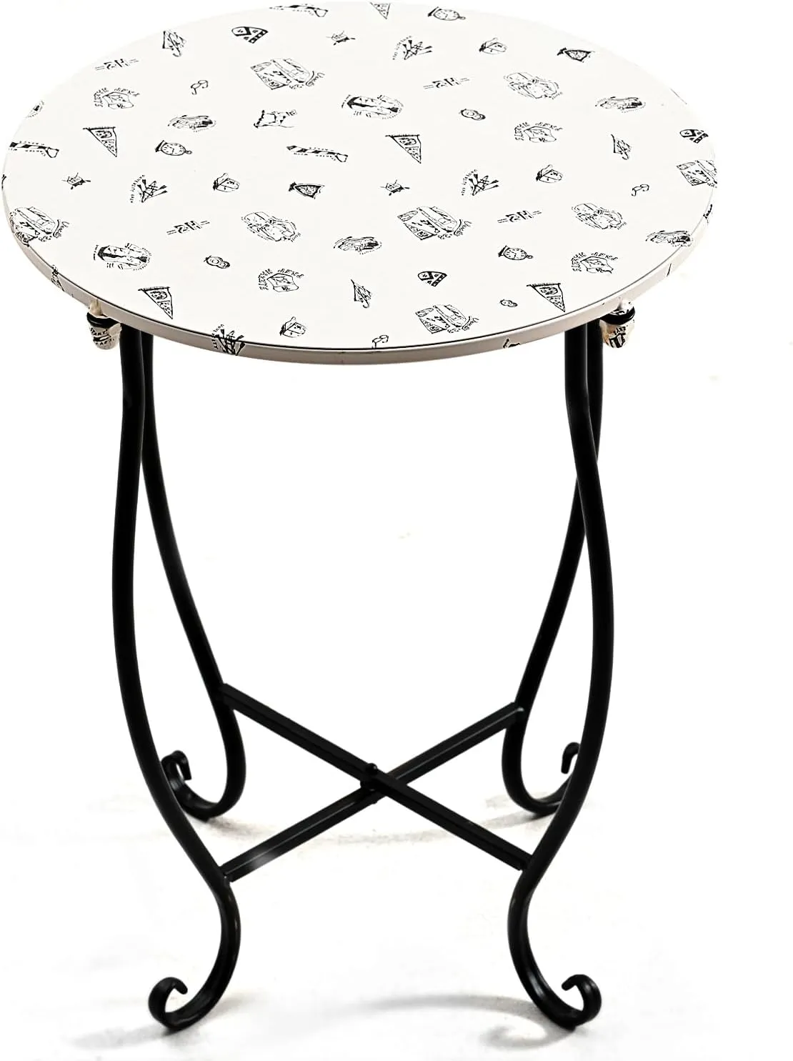 Patio Side Table, Versatile 14" Round Side Table Metal Stand for Balcony Yard Porch Bedside Rocking Chair and Pool Chair, Weather Resistant Accent Table for Indoor Outdoor Use, Easy Assembly