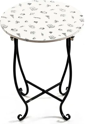 Patio Side Table, Versatile 14" Round Side Table Metal Stand for Balcony Yard Porch Bedside Rocking Chair and Pool Chair, Weather Resistant Accent Table for Indoor Outdoor Use, Easy Assembly
