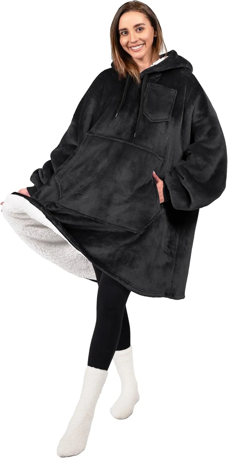 PAVILIA Blanket Hoodie for Women, Sherpa Wearable Blanket Men, Cozy Oversized Sweatshirt Blanket, Hooded Blanket Sweater