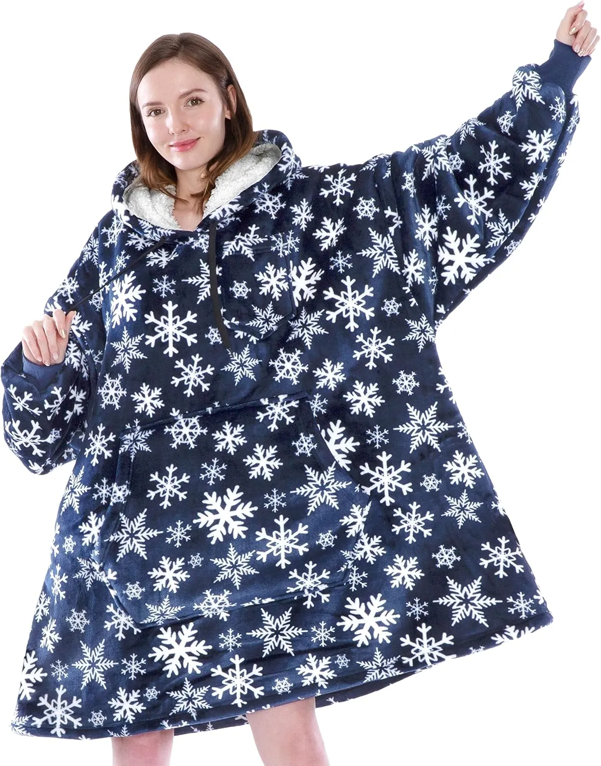 PAVILIA Blanket Hoodie for Women, Sherpa Wearable Blanket Men, Cozy Oversized Sweatshirt Blanket, Hooded Blanket Sweater