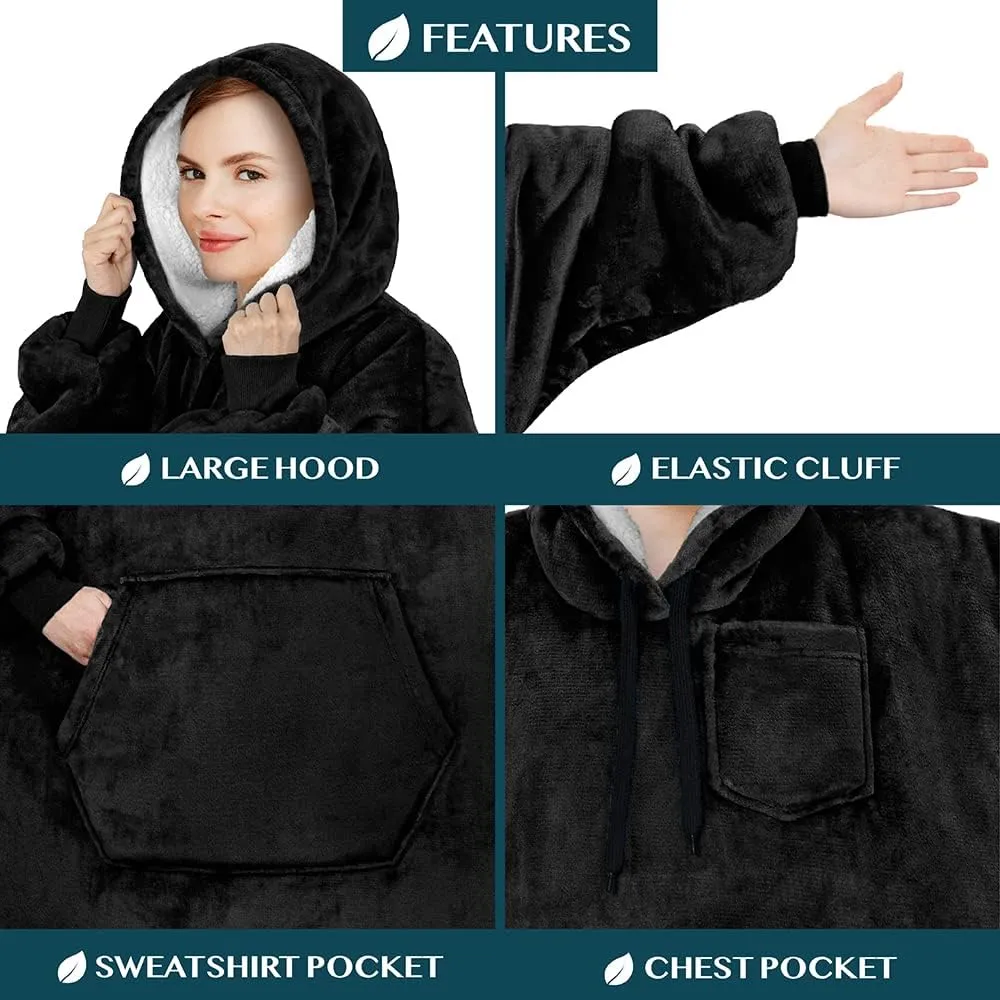 PAVILIA Blanket Hoodie for Women, Sherpa Wearable Blanket Men, Cozy Oversized Sweatshirt Blanket, Hooded Blanket Sweater