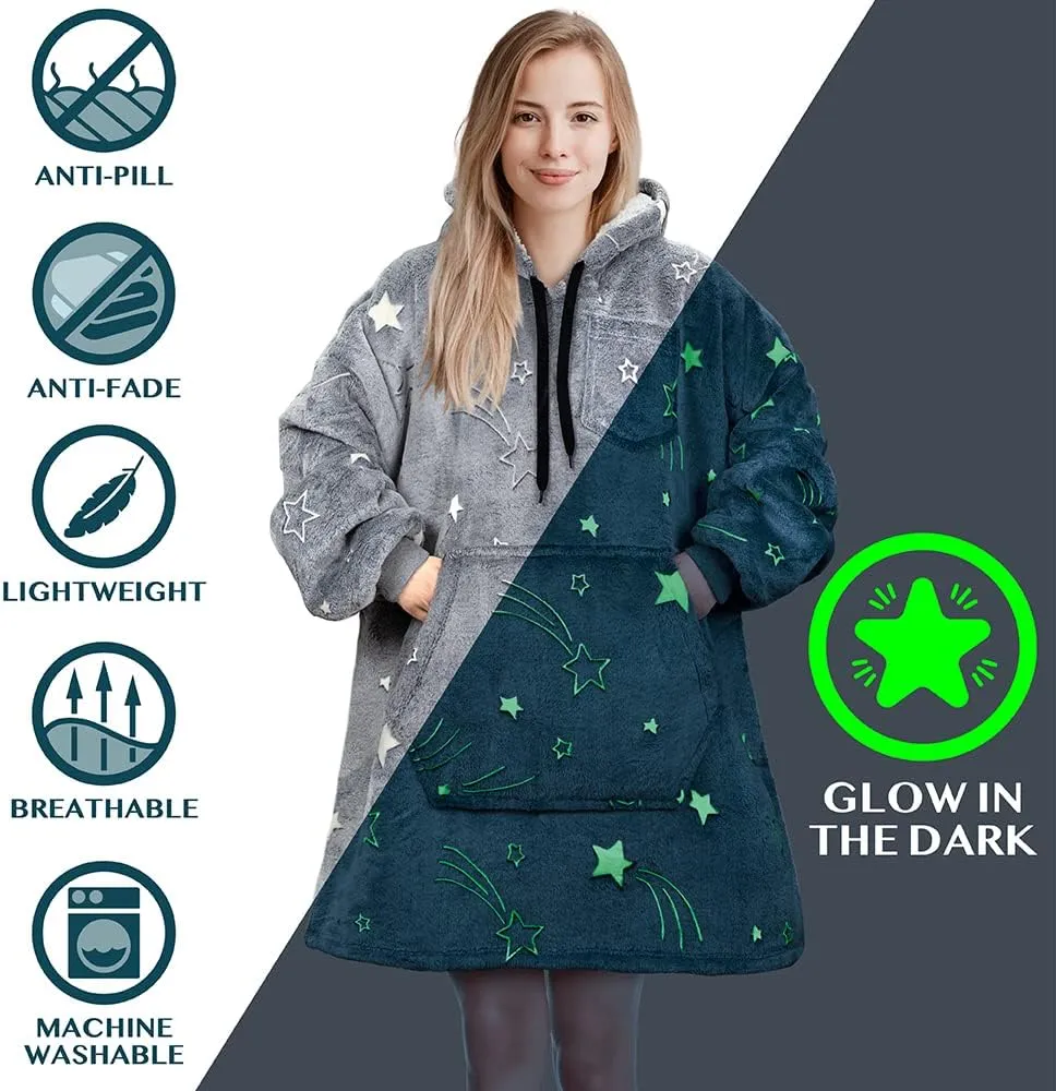 PAVILIA Blanket Hoodie for Women, Sherpa Wearable Blanket Men, Cozy Oversized Sweatshirt Blanket, Hooded Blanket Sweater