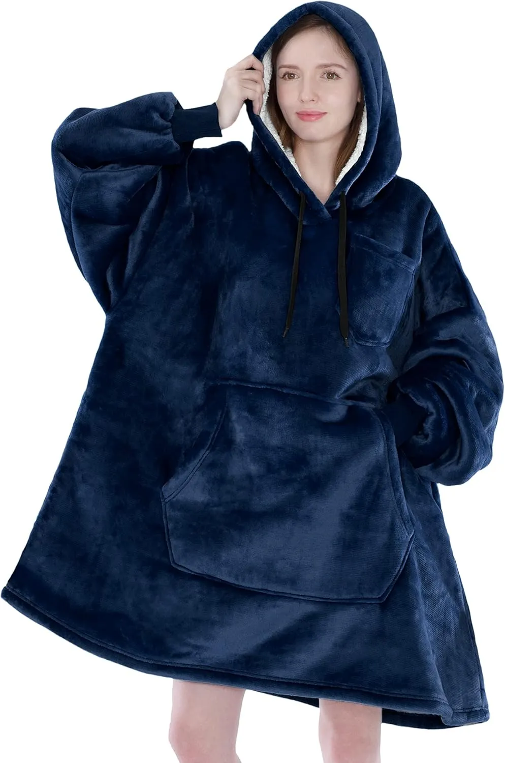 PAVILIA Blanket Hoodie for Women, Sherpa Wearable Blanket Men, Cozy Oversized Sweatshirt Blanket, Hooded Blanket Sweater