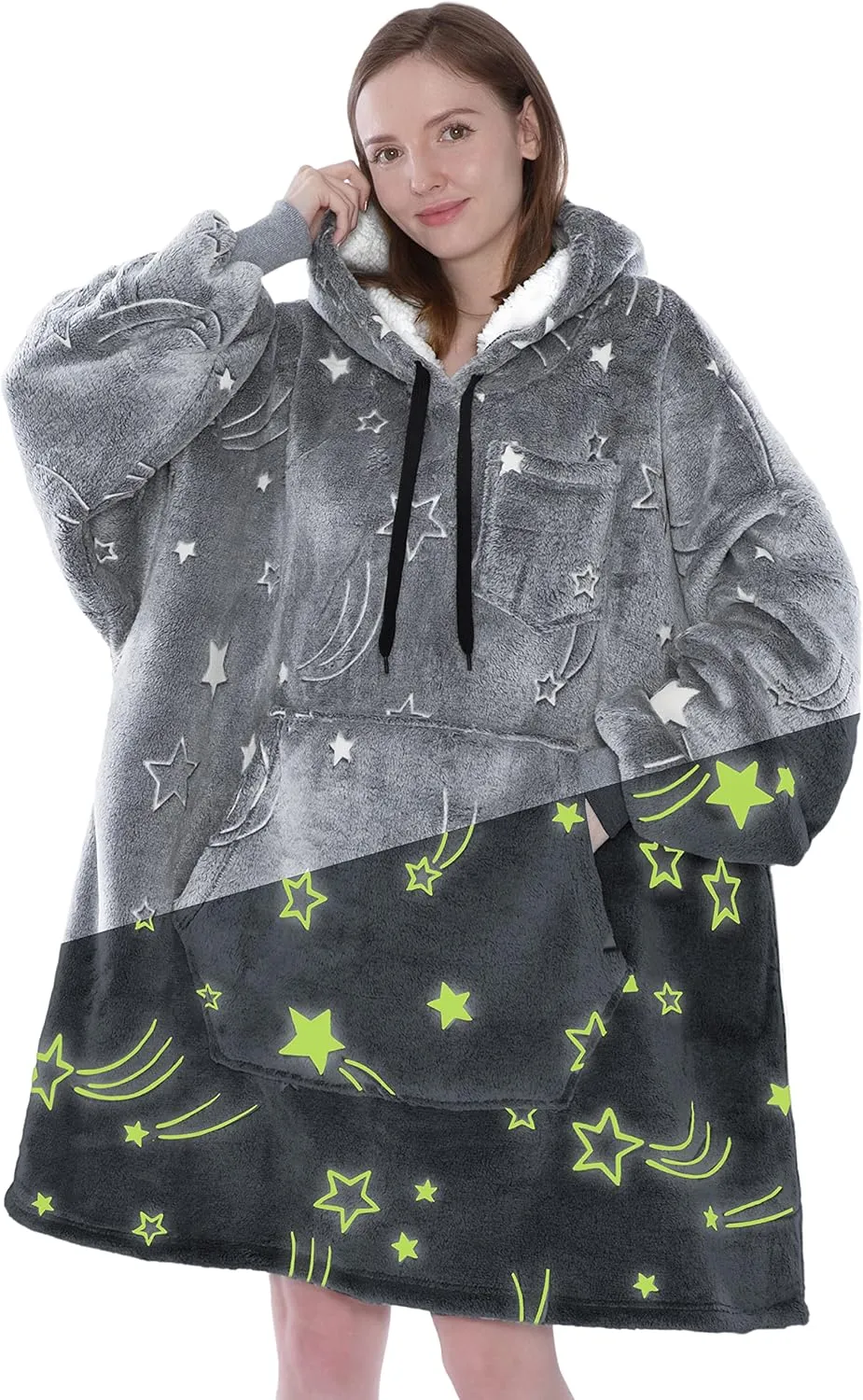 PAVILIA Blanket Hoodie for Women, Sherpa Wearable Blanket Men, Cozy Oversized Sweatshirt Blanket, Hooded Blanket Sweater