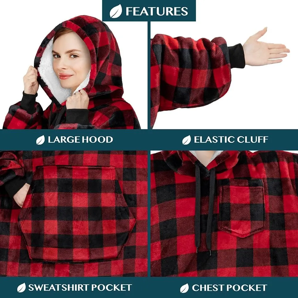 PAVILIA Blanket Hoodie for Women, Sherpa Wearable Blanket Men, Cozy Oversized Sweatshirt Blanket, Hooded Blanket Sweater