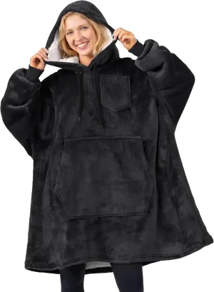PAVILIA Blanket Hoodie for Women, Sherpa Wearable Blanket Men, Cozy Oversized Sweatshirt Blanket, Hooded Blanket Sweater