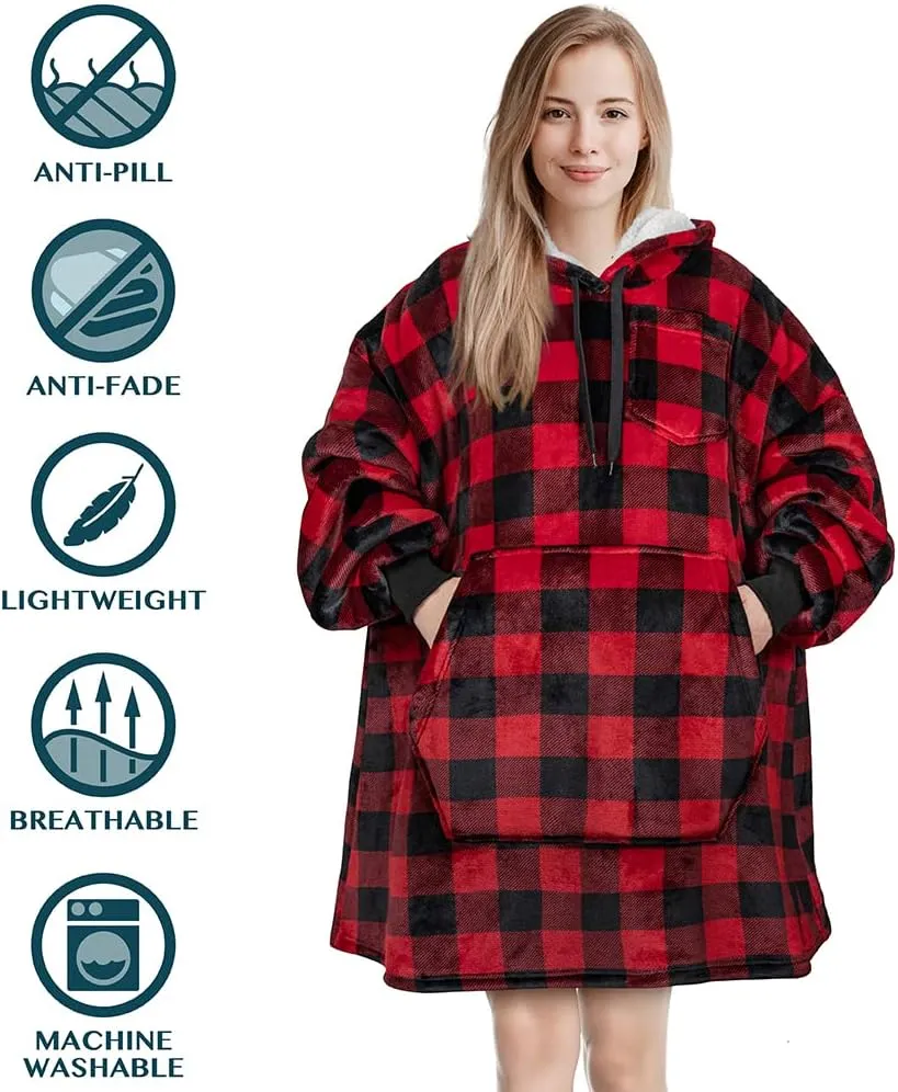 PAVILIA Blanket Hoodie for Women, Sherpa Wearable Blanket Men, Cozy Oversized Sweatshirt Blanket, Hooded Blanket Sweater
