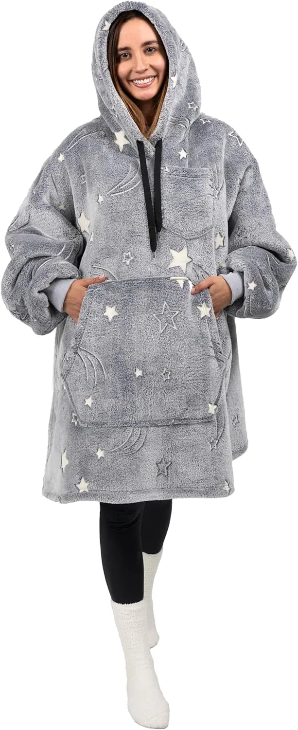 PAVILIA Blanket Hoodie for Women, Sherpa Wearable Blanket Men, Cozy Oversized Sweatshirt Blanket, Hooded Blanket Sweater