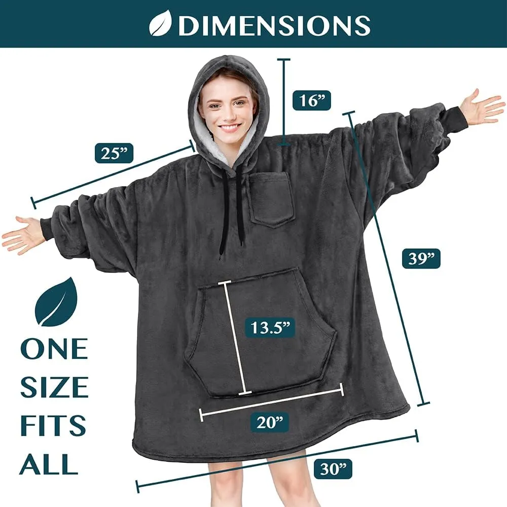 PAVILIA Blanket Hoodie for Women, Sherpa Wearable Blanket Men, Cozy Oversized Sweatshirt Blanket, Hooded Blanket Sweater